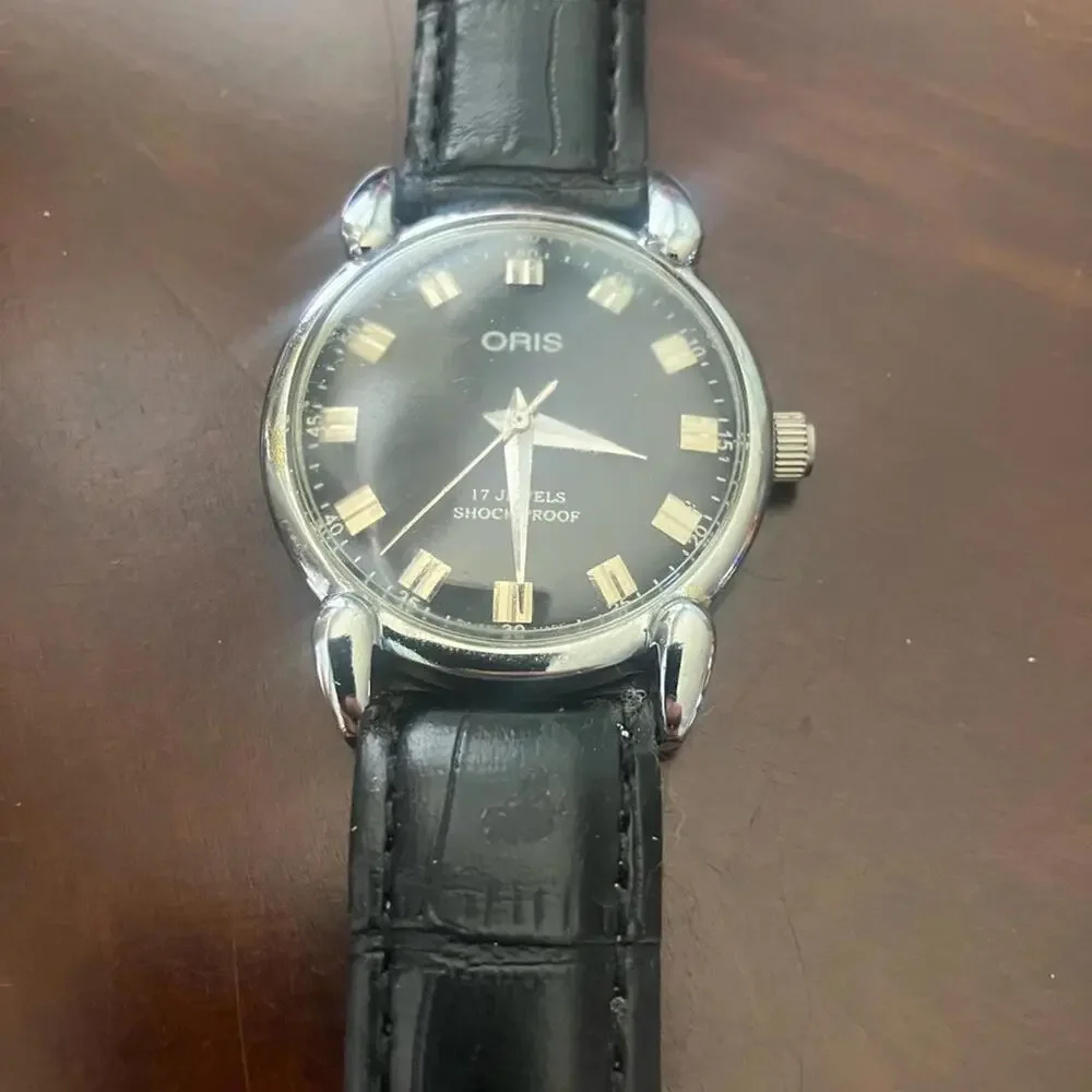Oris Silver and Black Classic Watch 36mm Rare Vintage‎ Hand Wind